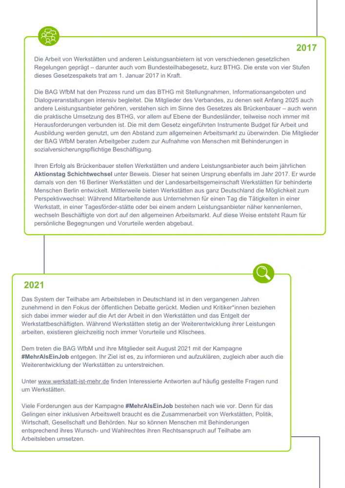 Infotext zum Inkrafttreten der ersten Stufe des Bundesteilhabegesetzes im Jahr 2017 und der Kampagne #MehrAlsEinJob im Jahr 2021 Infotext zum Inkrafttreten der ersten Stufe des Bundesteilhabegesetzes im Jahr 2017 und der Kampagne #MehrAlsEinJob im Jahr 2021