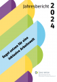 Titelblatt des BAG WfbM Jahresberichts 2024, links schwarze Schrift "Segel setzen für eine inklusive Arbeitswelt", rechts oben Schrift "Jahresbericht 2024" in der Mitte stilisierte bunte Segel, die im Wind wehen, unten das BAG WfbM Logo.