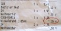 Ausschnitt von einem Kassenbon mit einem eingekreisten Posten